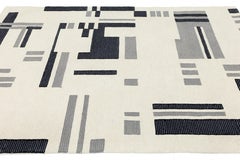 Moroccan-Style Hand-Tufted Wool Rug with Abstract Motif in Cream & Charcoal