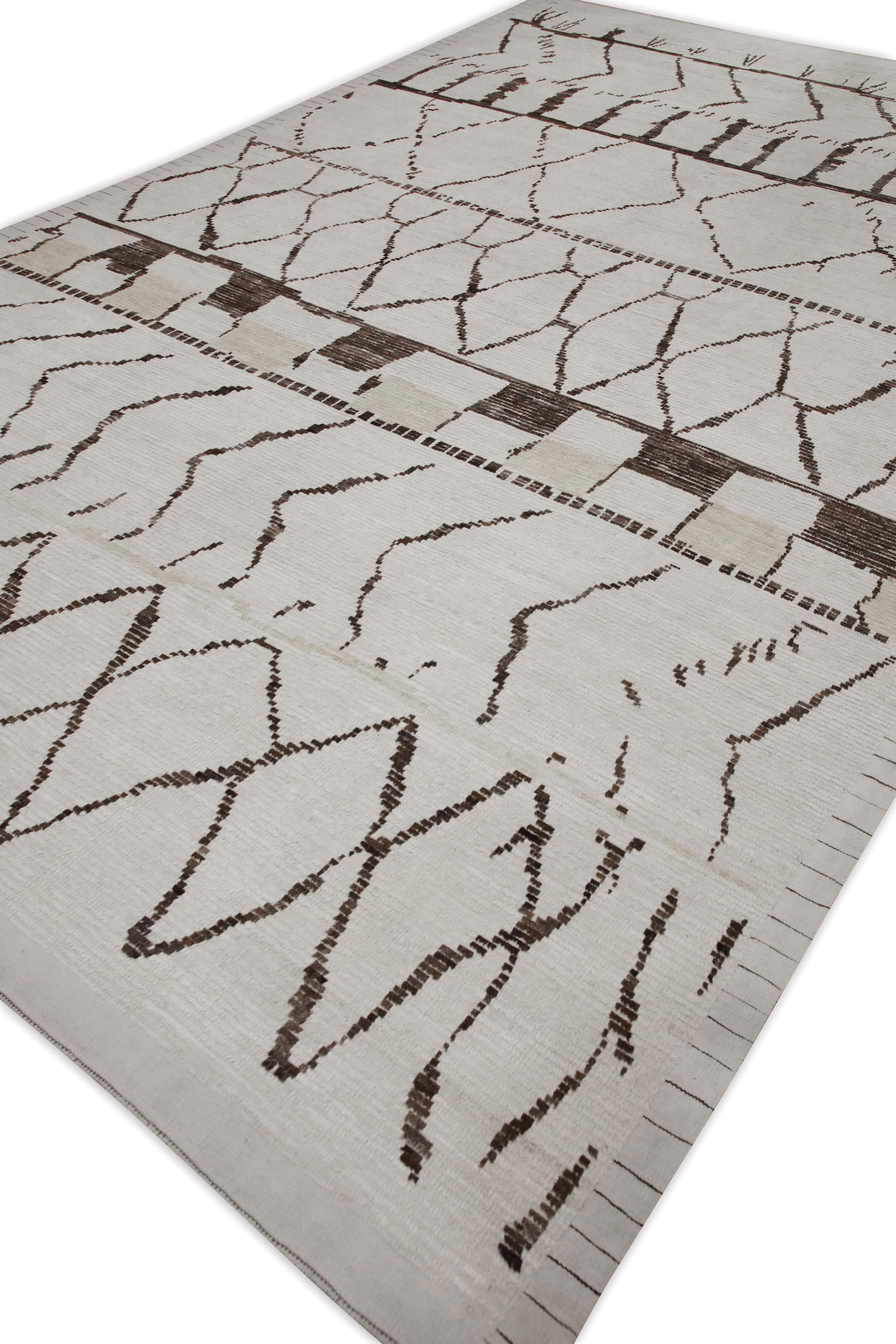 Moroccan Style Handmade Rug Beige and Brown Modern Rug 9'8