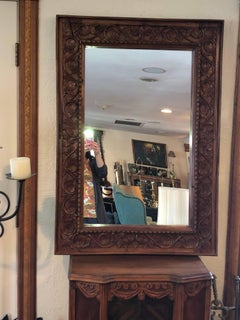 Moroccan Style Heavily Carved Wooden Mirror