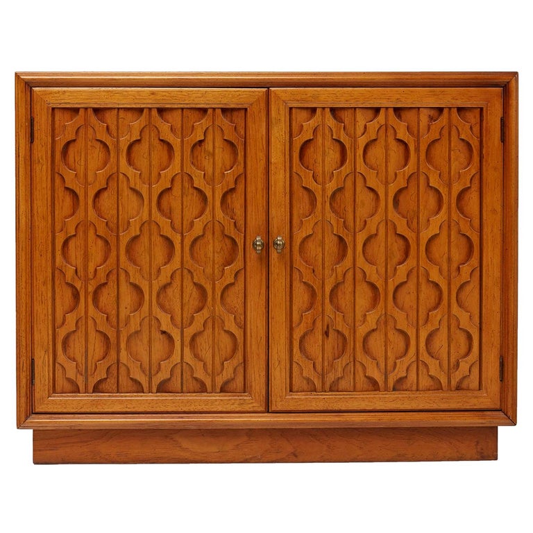 Moroccan Style Heritage Furniture Pecan Commode Cabinet Circa 1960s At 1stdibs