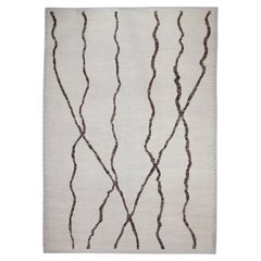Marokkanischer Stil Elfenbein mit Braun Moderner handgewebter Wollteppich 10'1" x 14'5"