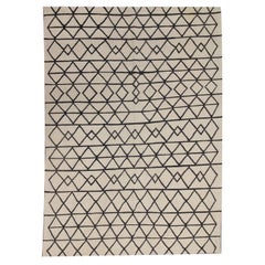 Tappeti Kilim in stile marocchino Tappeto moderno in lana nero crema Tappeto a tessitura piatta