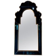 Vintage Moroccan Style Mirror with Blue Mirrored Frame