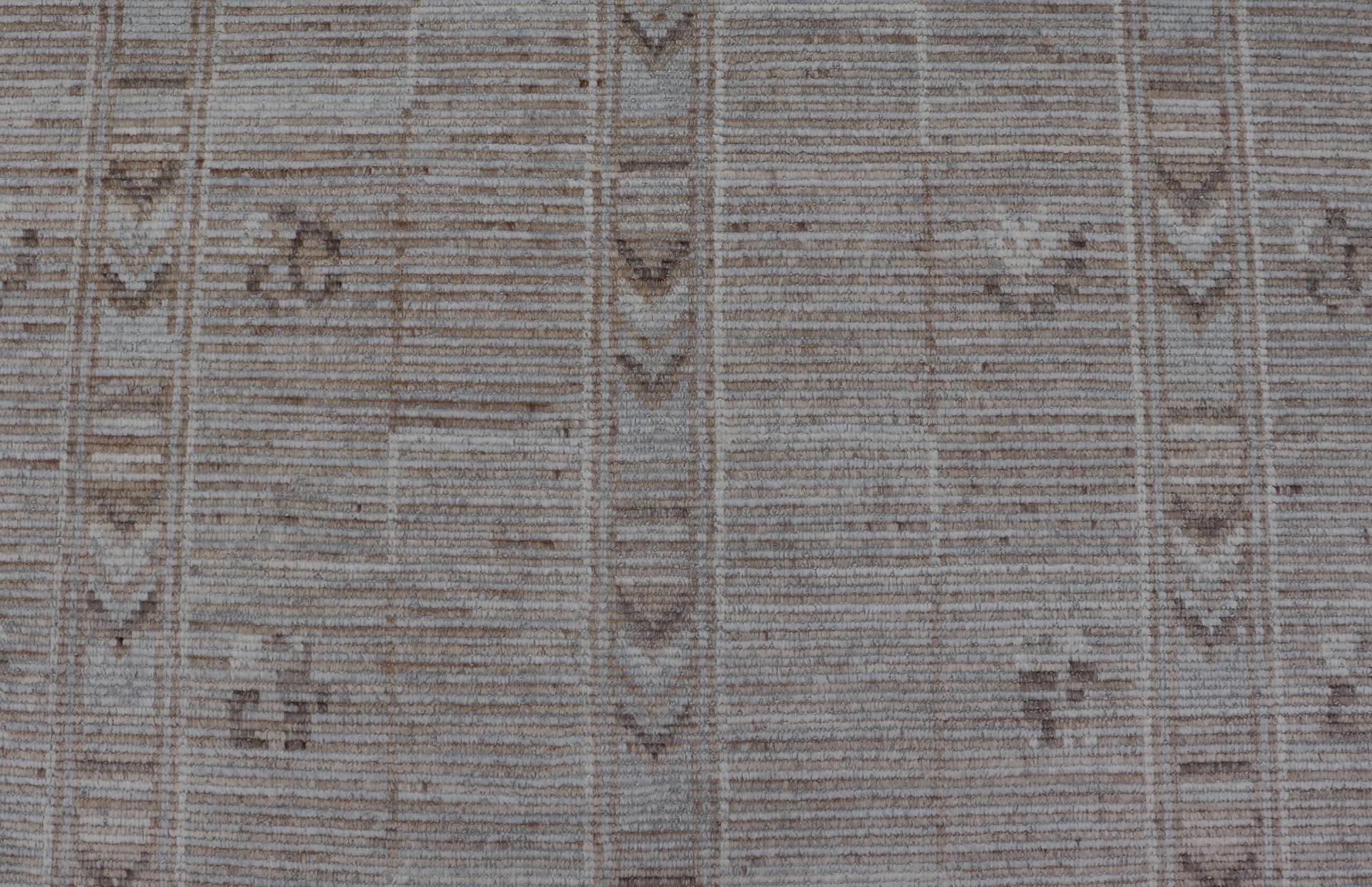 Annodato a mano Tappeto casual moderno in stile marocchino in oro, crema e marrone 9'7 x 11'10 in vendita