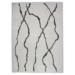 Tapis en laine brun et beige de style marocain moderne fait à la main 8'10" x 12'10".