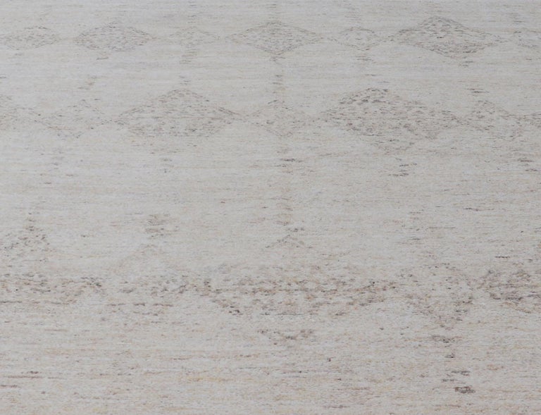 Moroccan Style Modern Rug With Diamond Design on A Cream Background For