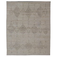 Moroccan Style Modern Rug With Diamond Design on A Cream Background 