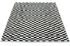 Moroccan-Style Modern Wool Rug With Checker Pattern In Black & White by Apadana
