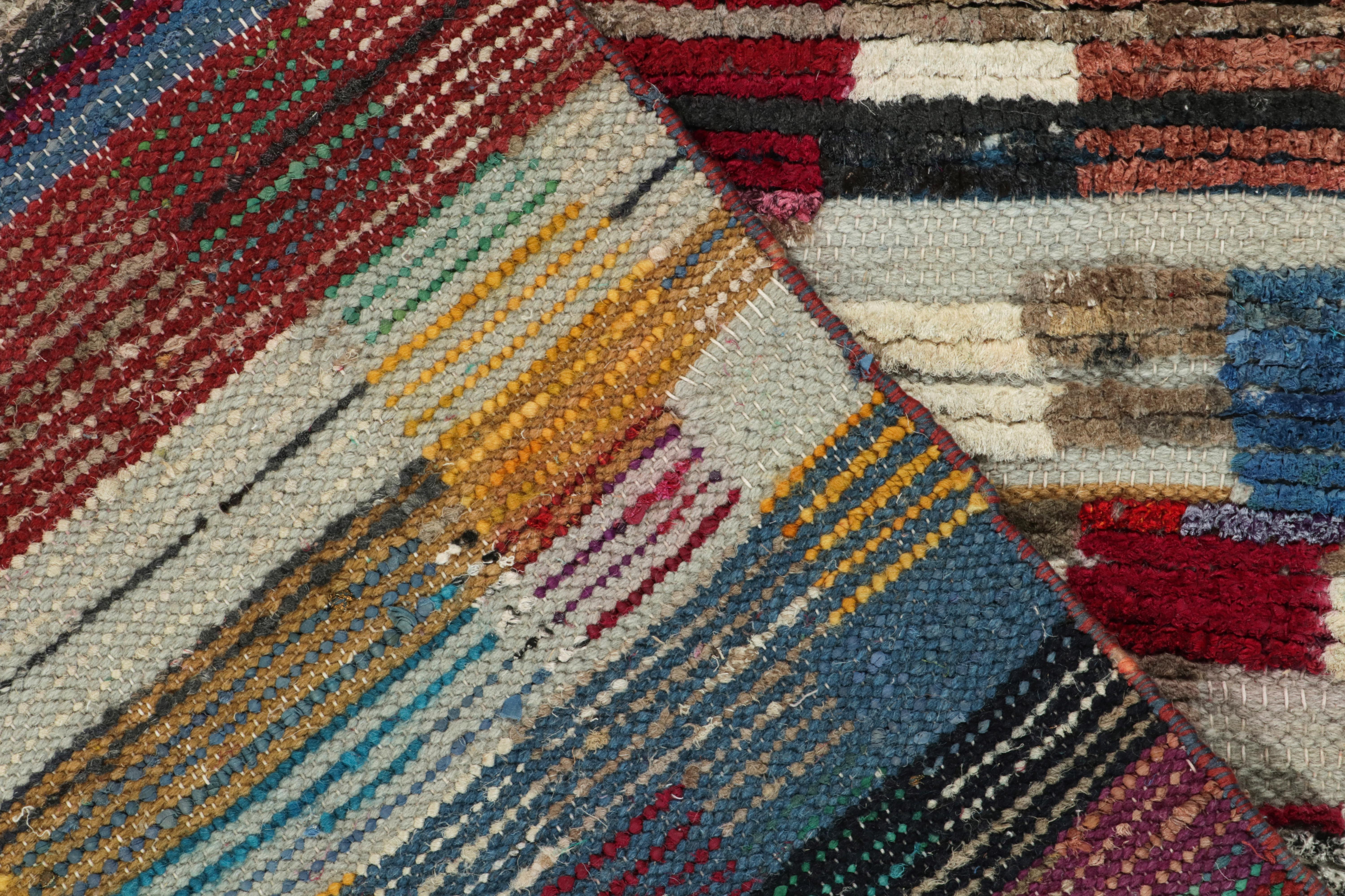 Contemporary Rug & Kilim's Moroccan Style Rug in Colorful High-Low Geometric Pattern For Sale