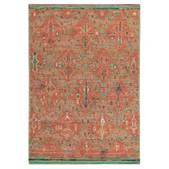 Tapis et tapis de style marocain de Kilim à motif géométrique orange et vert