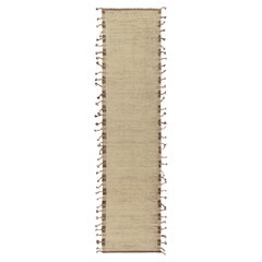 Rug & Kilim's Moroccan Style Runner in Beige, Brown Plain Textural Pattern