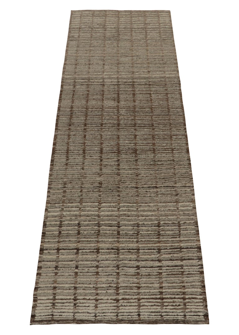 Rug and Kilim's Moroccan Style Runner in Brown and Gray High-Low ...