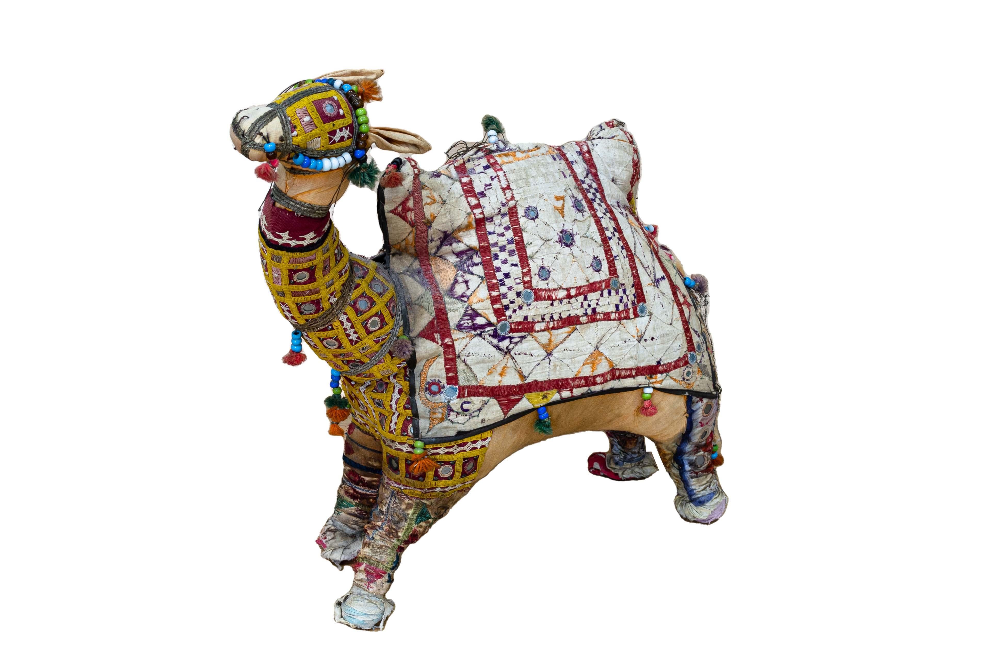Moroccan Stylized Camel with Beads Tribal Folk Art For Sale