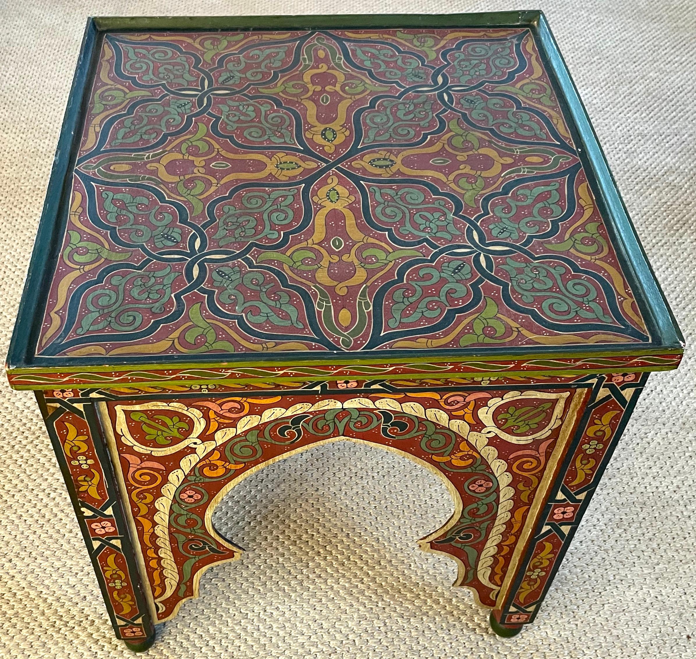 Hand-Painted Moroccan Table For Sale