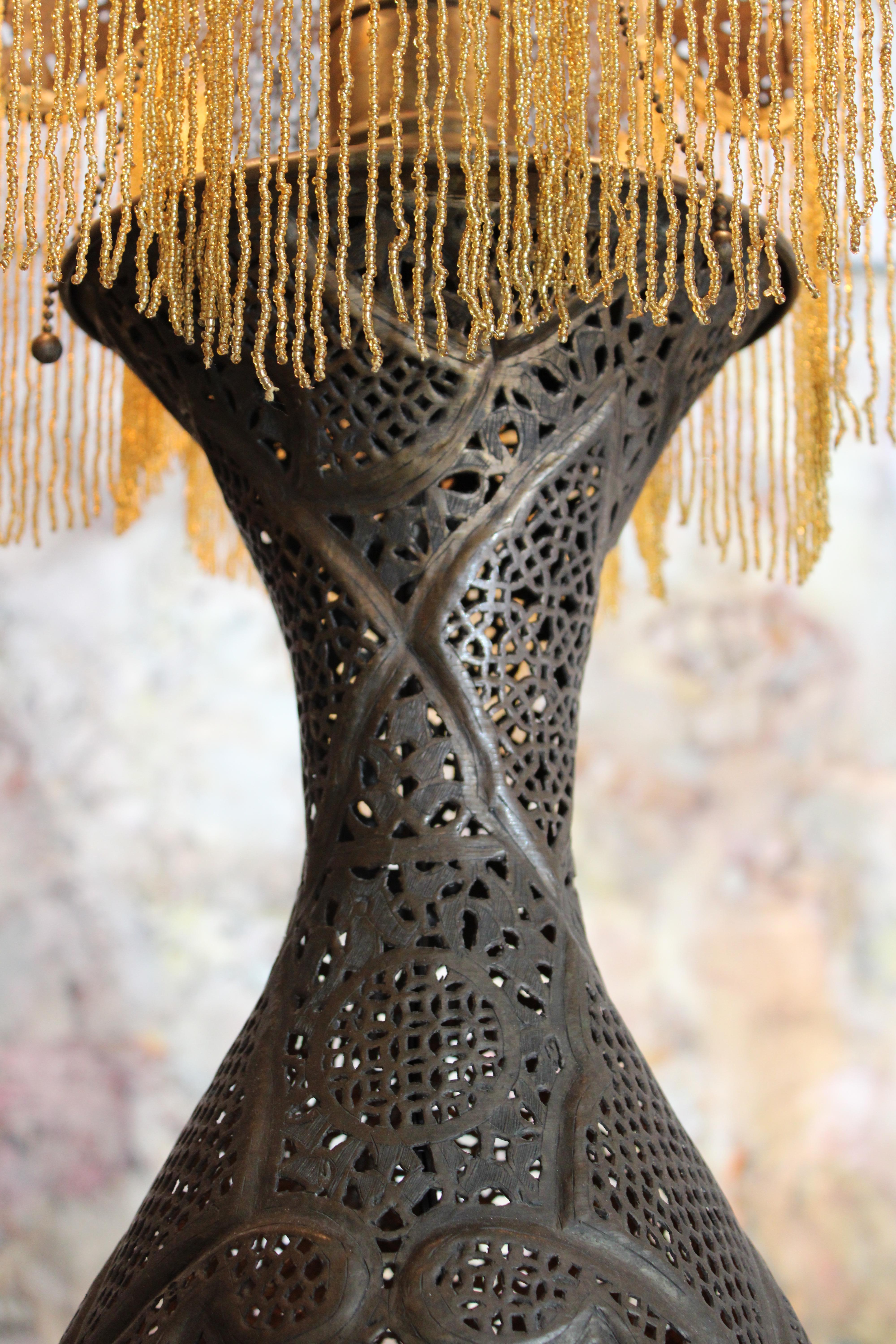 Unknown Moroccan Table Lamp with Fringe For Sale