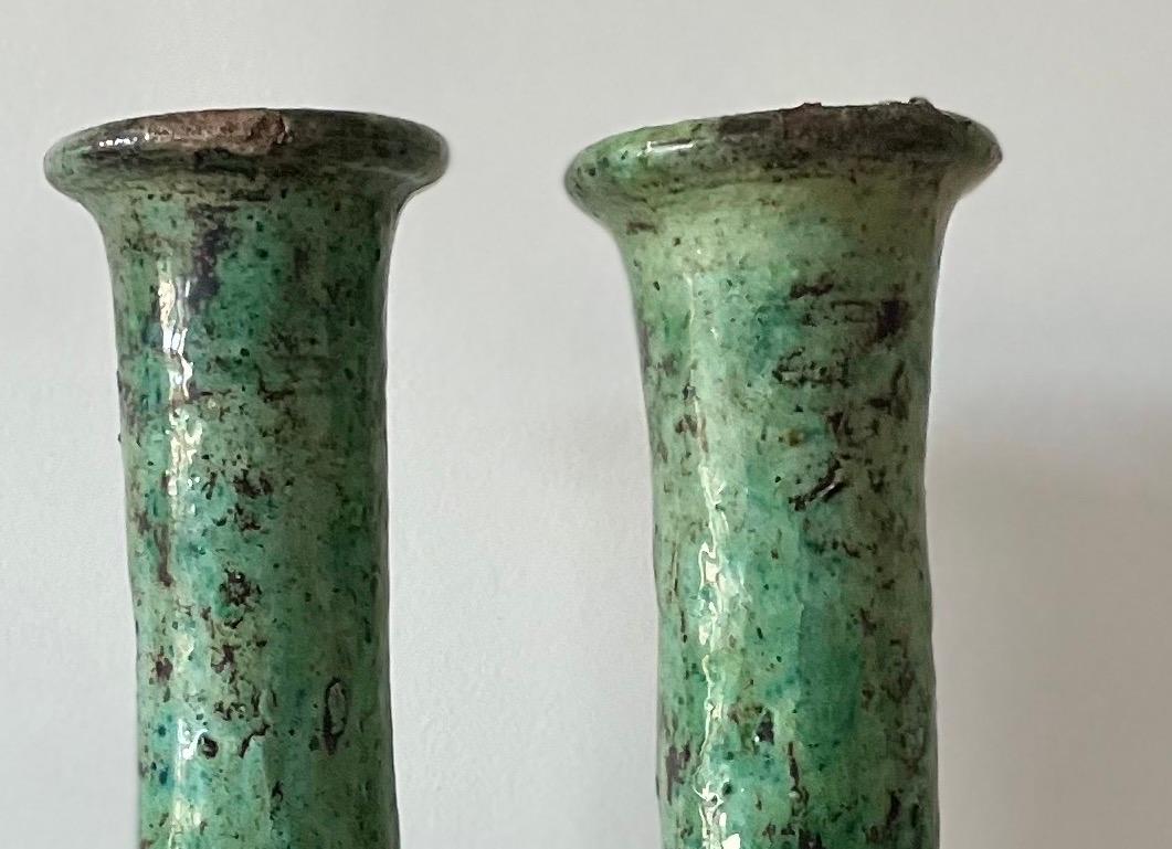 Moroccan Tamegroute Ceramic Candlestick in the style of Giacometti In Good Condition For Sale In Saint ouen, FR