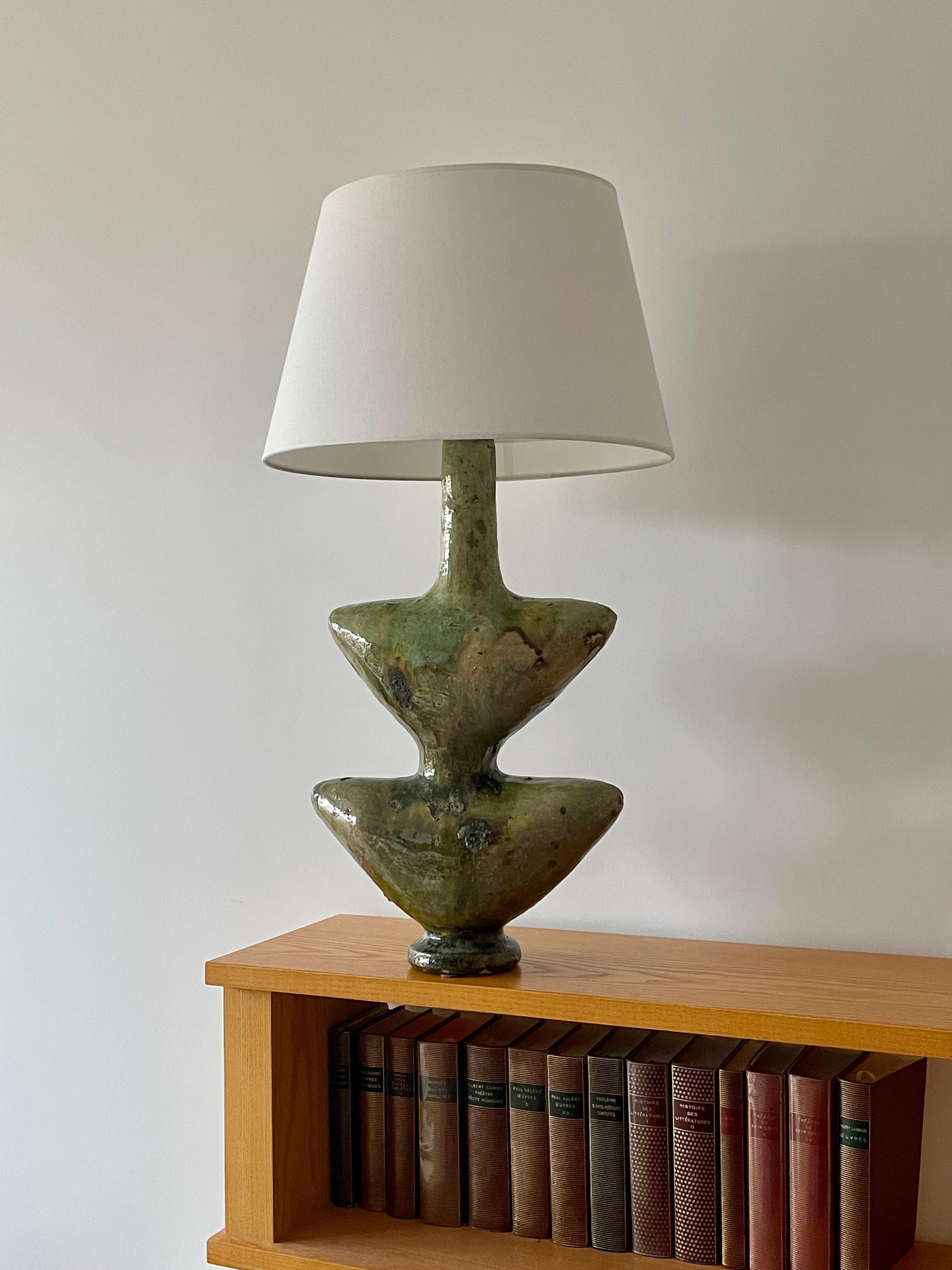 Moroccan Tamegroute Ceramic Lamp 3 In Good Condition For Sale In Saint ouen, FR
