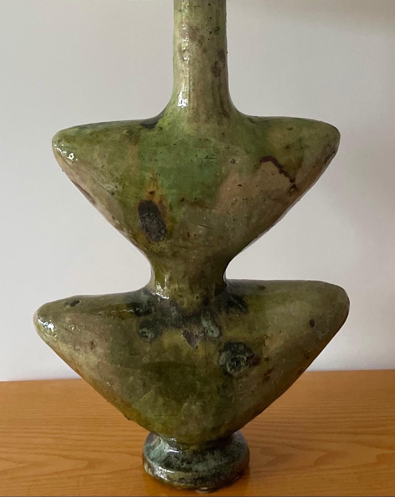 Mid-20th Century Moroccan Tamegroute Ceramic Lamp 3 For Sale