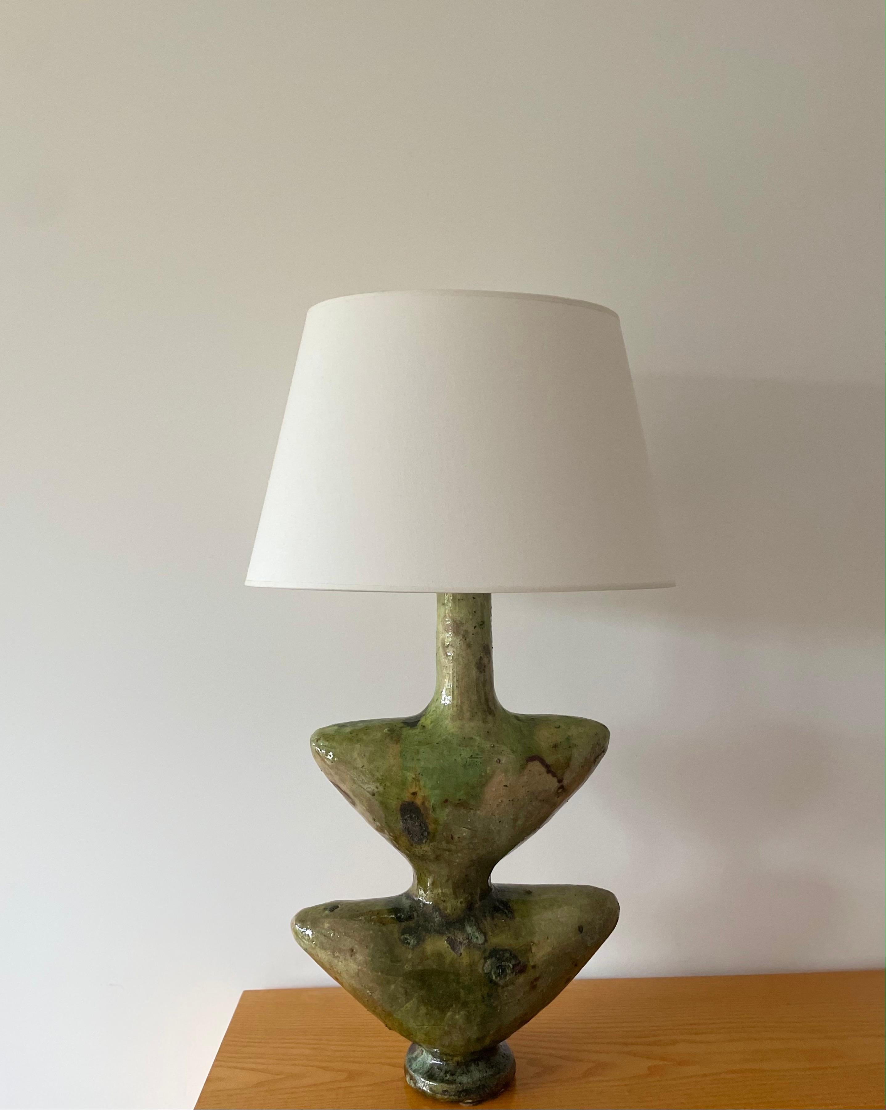 Enamel Moroccan Tamegroute Ceramic Lamp 3 For Sale