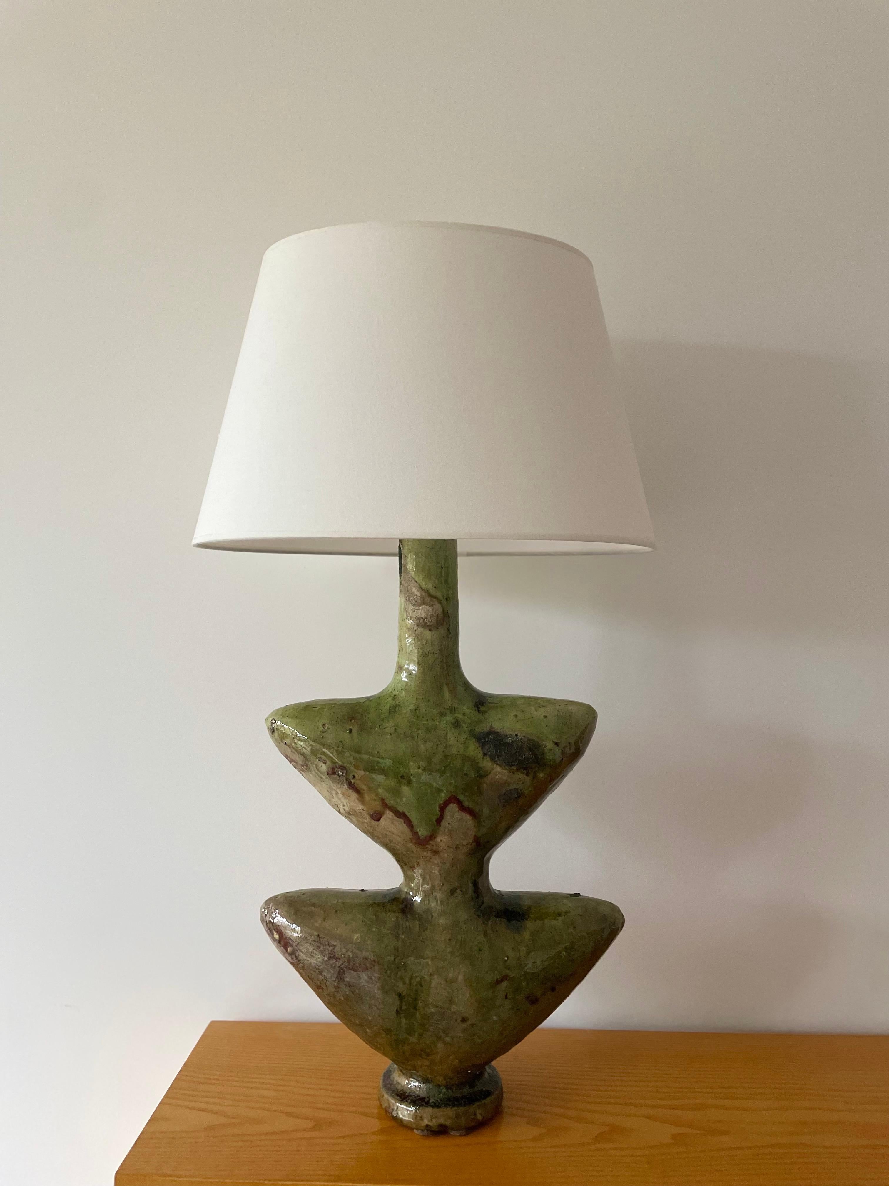Moroccan Tamegroute Ceramic Lamp 3 For Sale 3