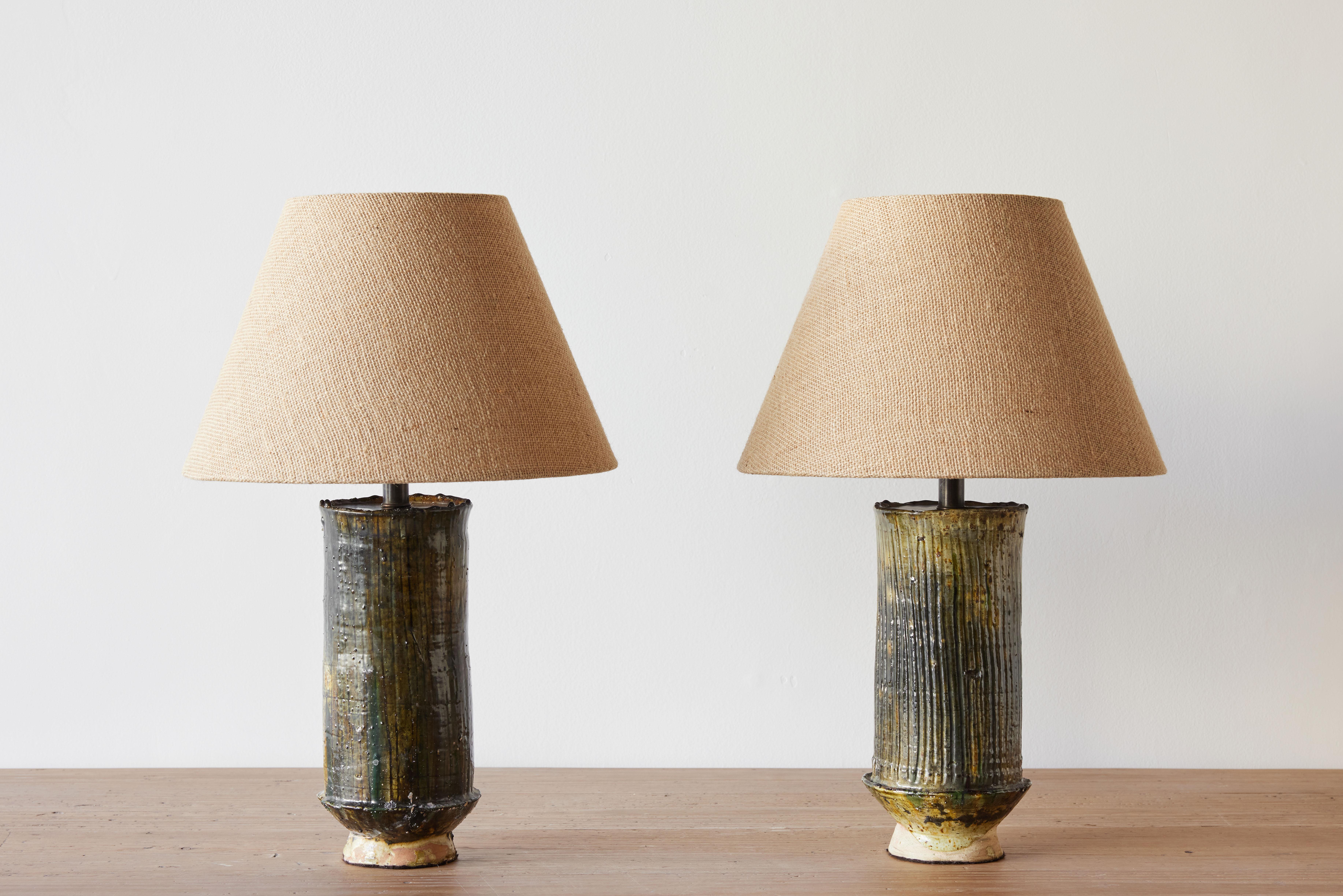 Contemporary Moroccan Tamegroute Ceramic Lamp