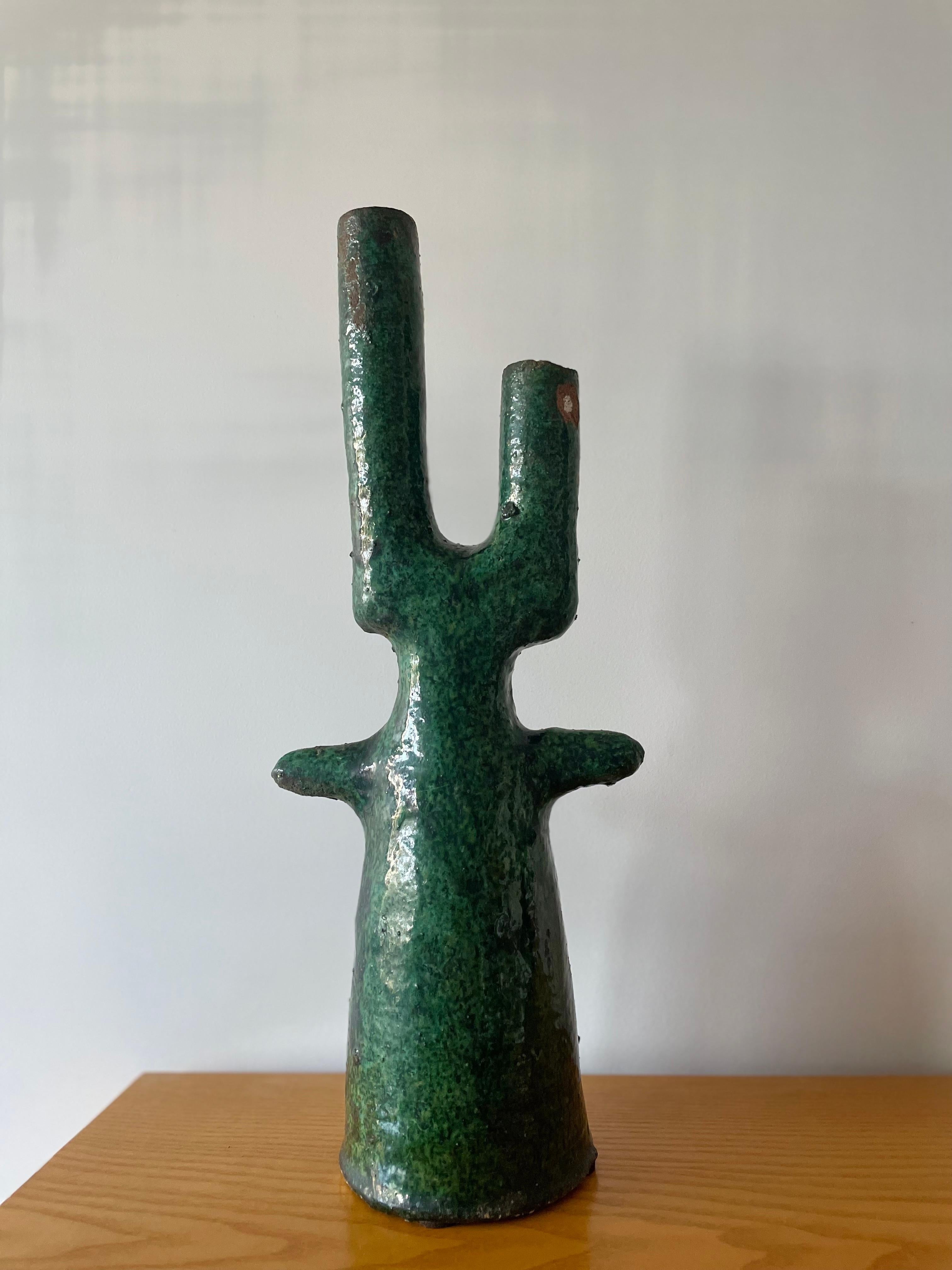 Moroccan Tamegroute Ceramic Vase Sculpture For Sale 5