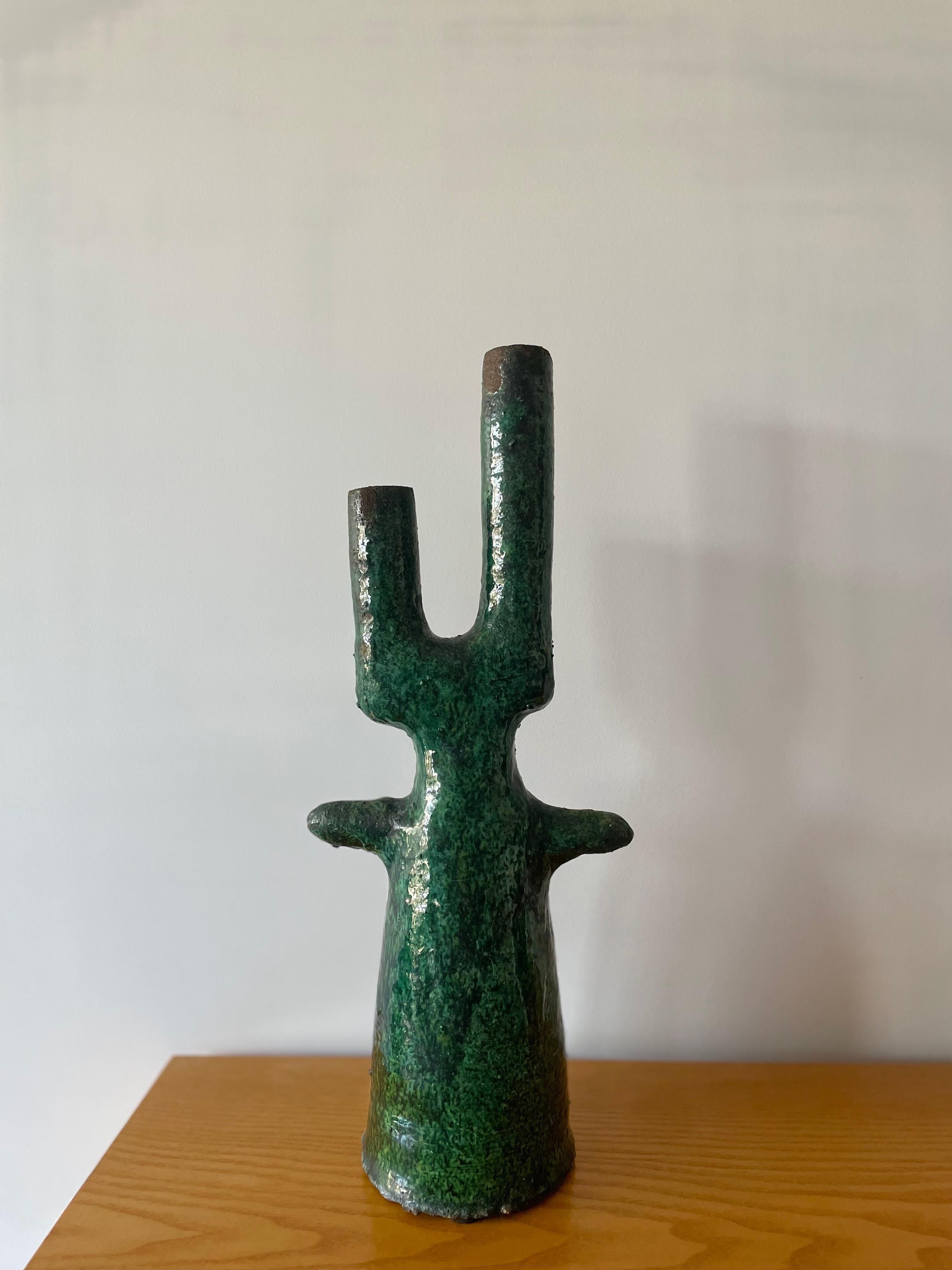 Mid-20th Century Moroccan Tamegroute Ceramic Vase Sculpture For Sale