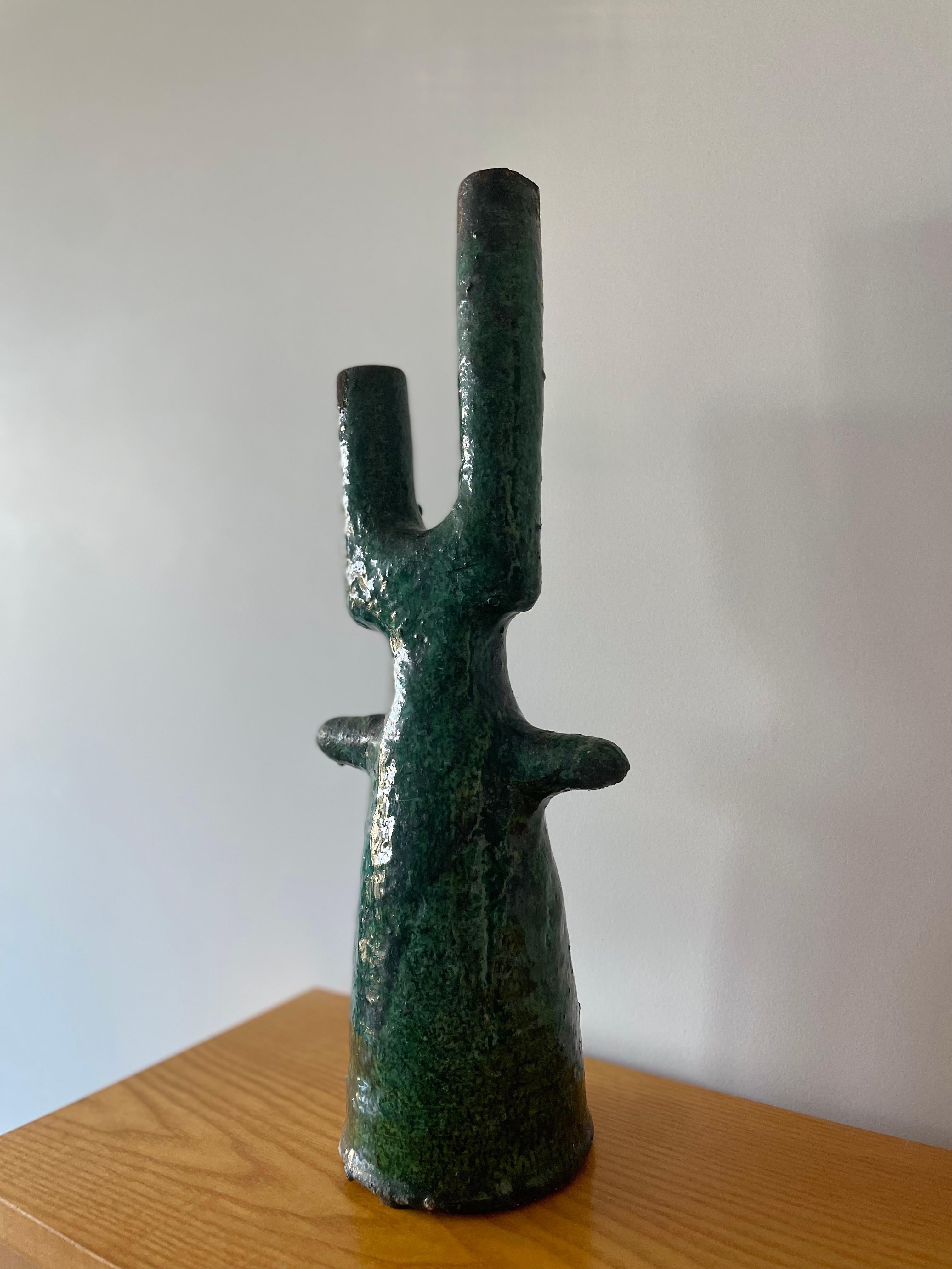 Moroccan Tamegroute Ceramic Vase Sculpture For Sale 3