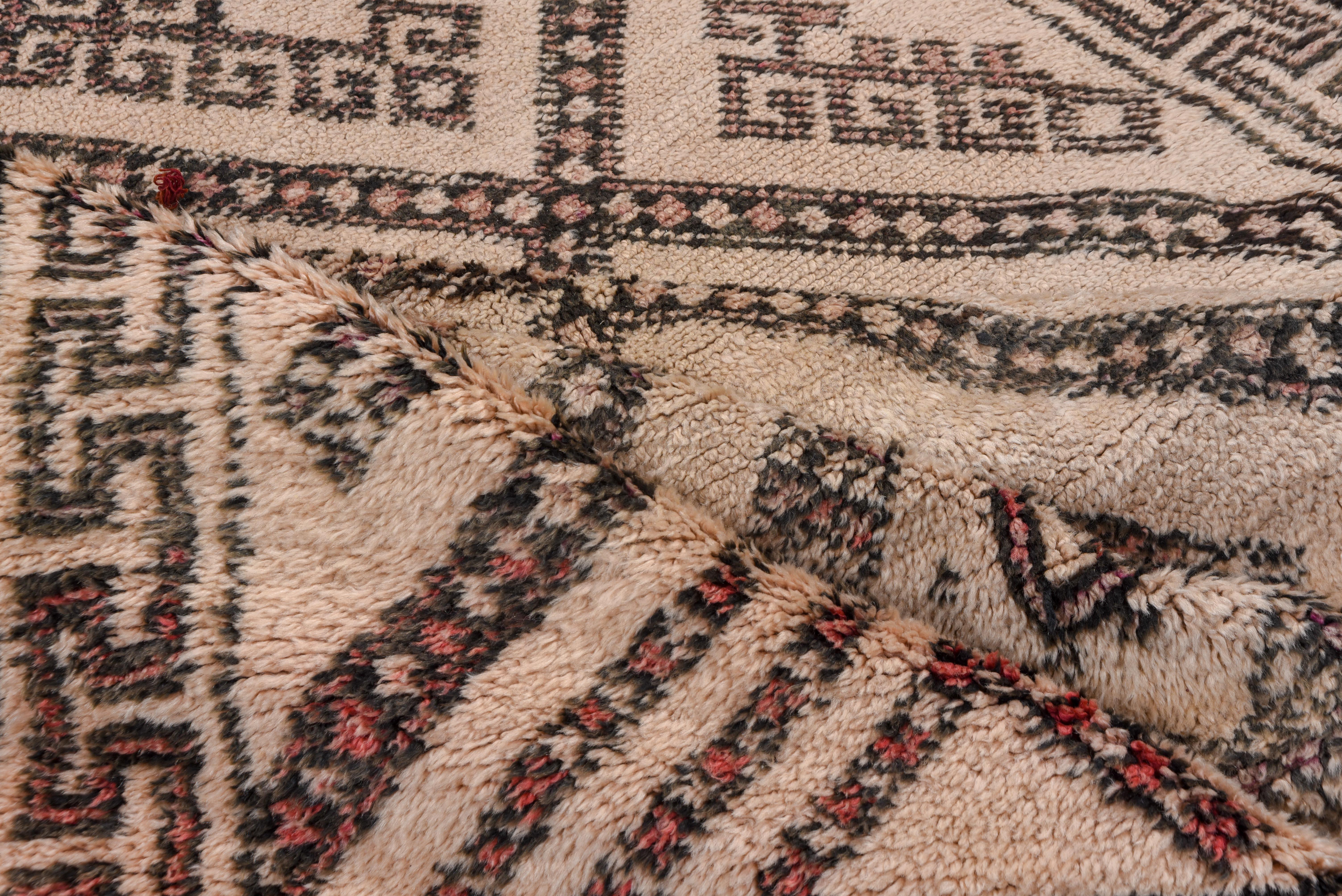 Hand-Knotted Moroccan Tribal Geometric Rug with Diamonds and Inner Detailing Across Field For Sale