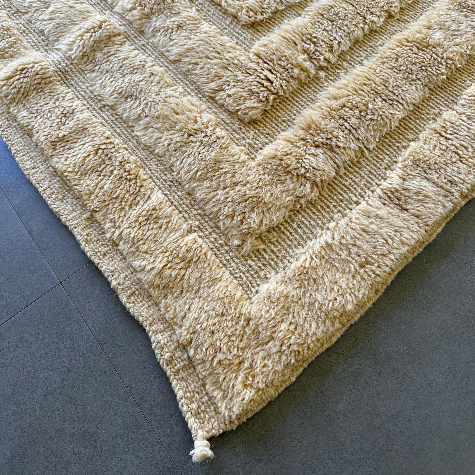 Hand-Knotted Moroccan Tribal Rug Serene Serenade, Handwoven Creme Textured Design, MTO For Sale