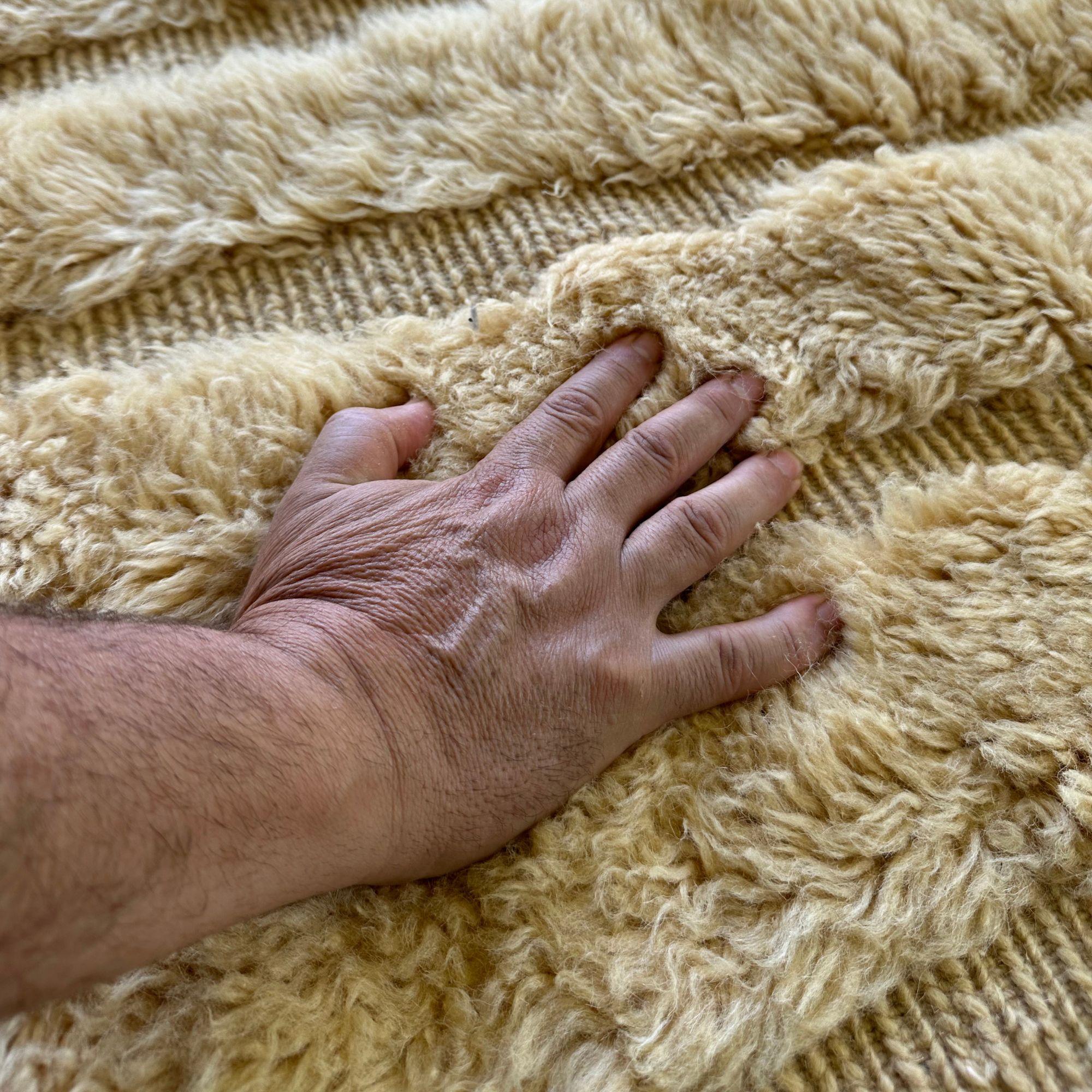 Contemporary Moroccan Tribal Rug Serene Serenade, Handwoven Creme Textured Design, MTO For Sale