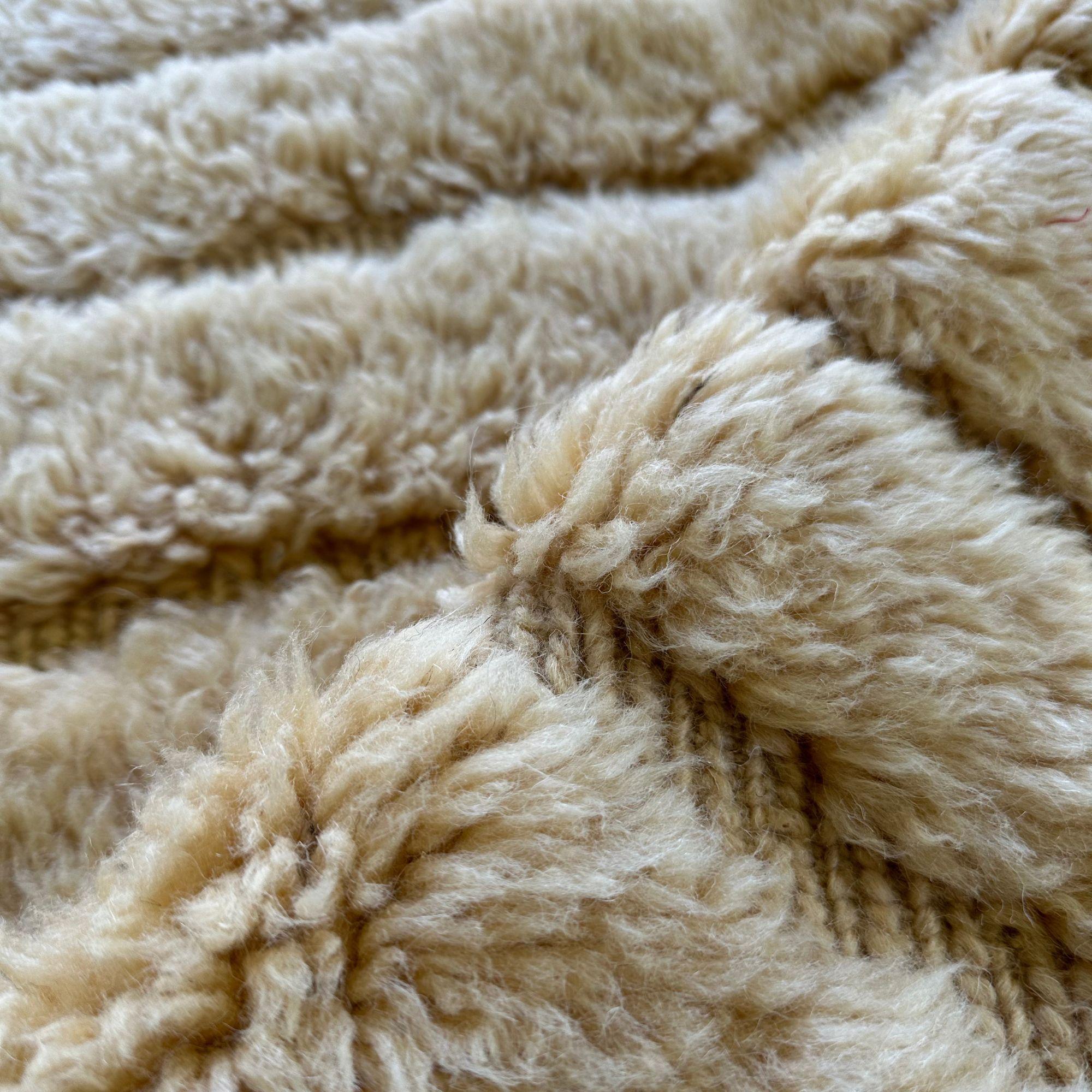 Wool Moroccan Tribal Rug Serene Serenade, Handwoven Creme Textured Design, MTO For Sale