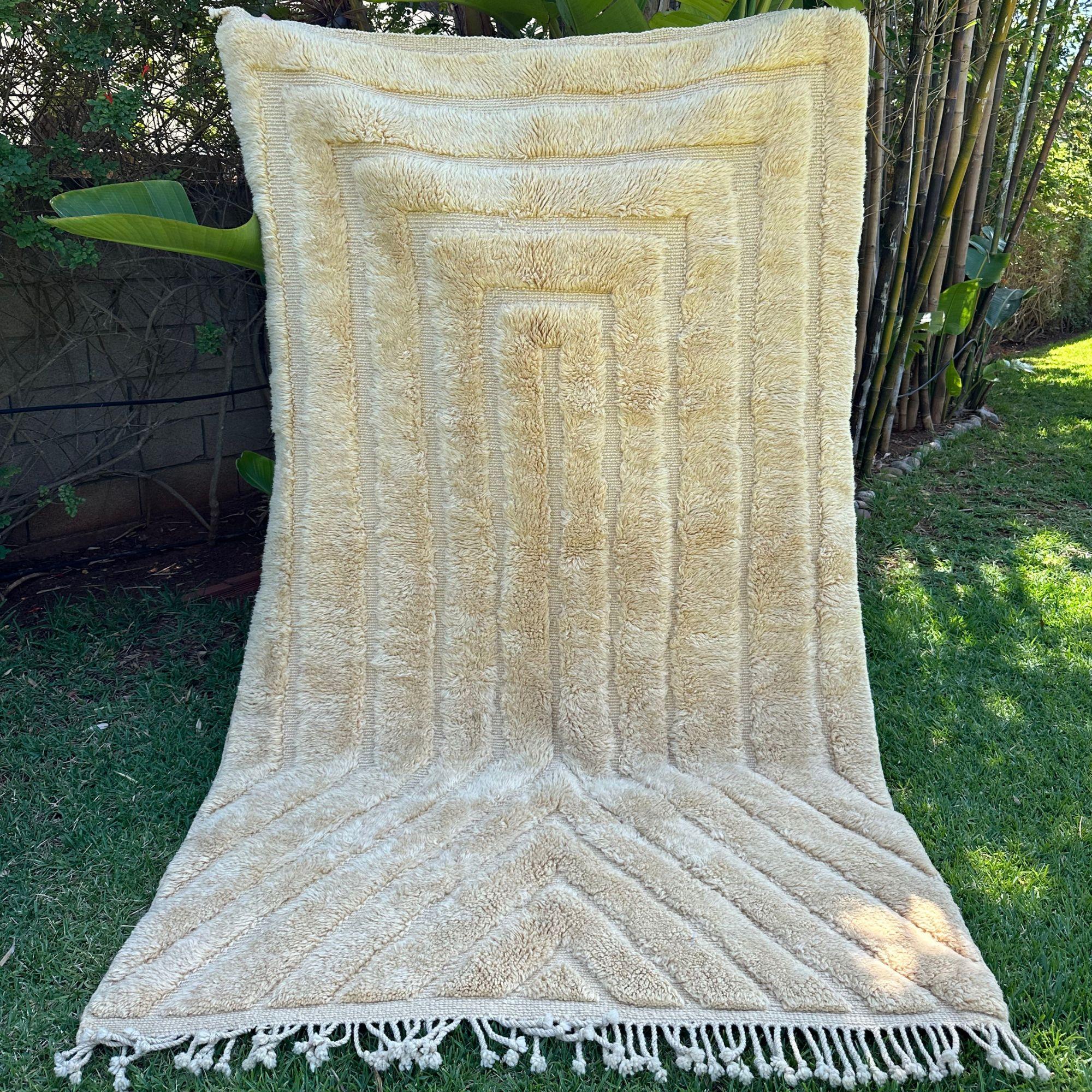 Moroccan Tribal Rug Serene Serenade, Handwoven Creme Textured Design, MTO For Sale 2