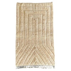 Moroccan Tribal Rug Serene Serenade, Handwoven Creme Textured Design, MTO