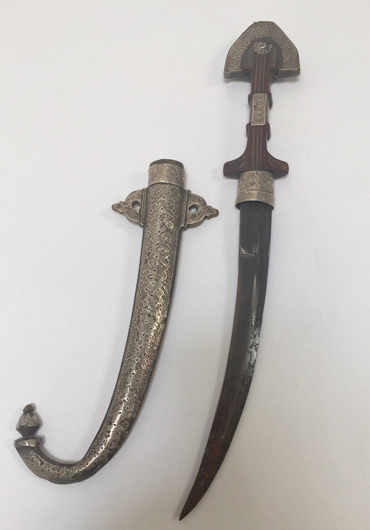 Hand-Crafted Moroccan Tribal Silver Khoumya Dagger
