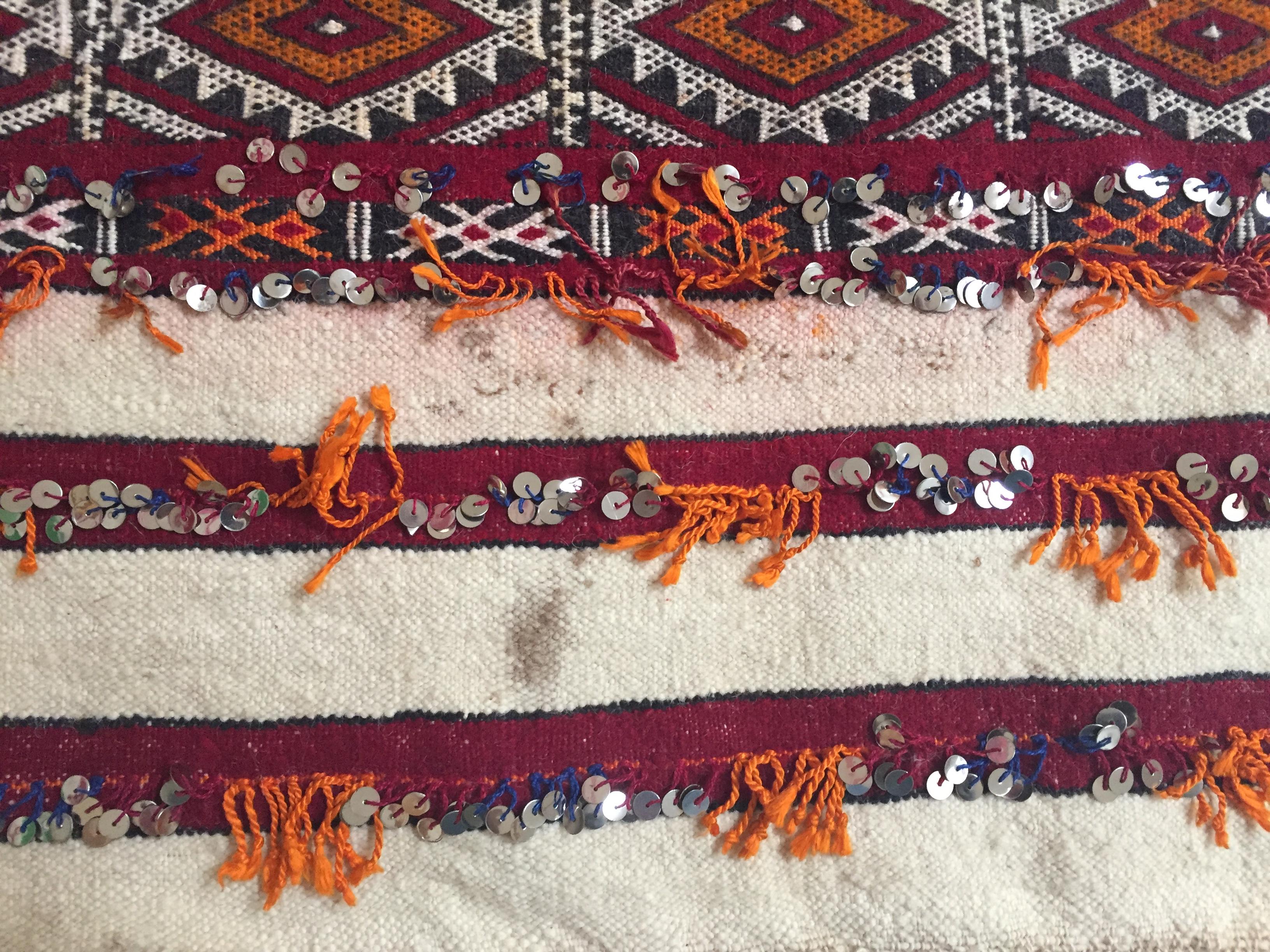 1960s Moroccan Tribal Wedding Rug with Sequins North Africa, Handira For Sale 5
