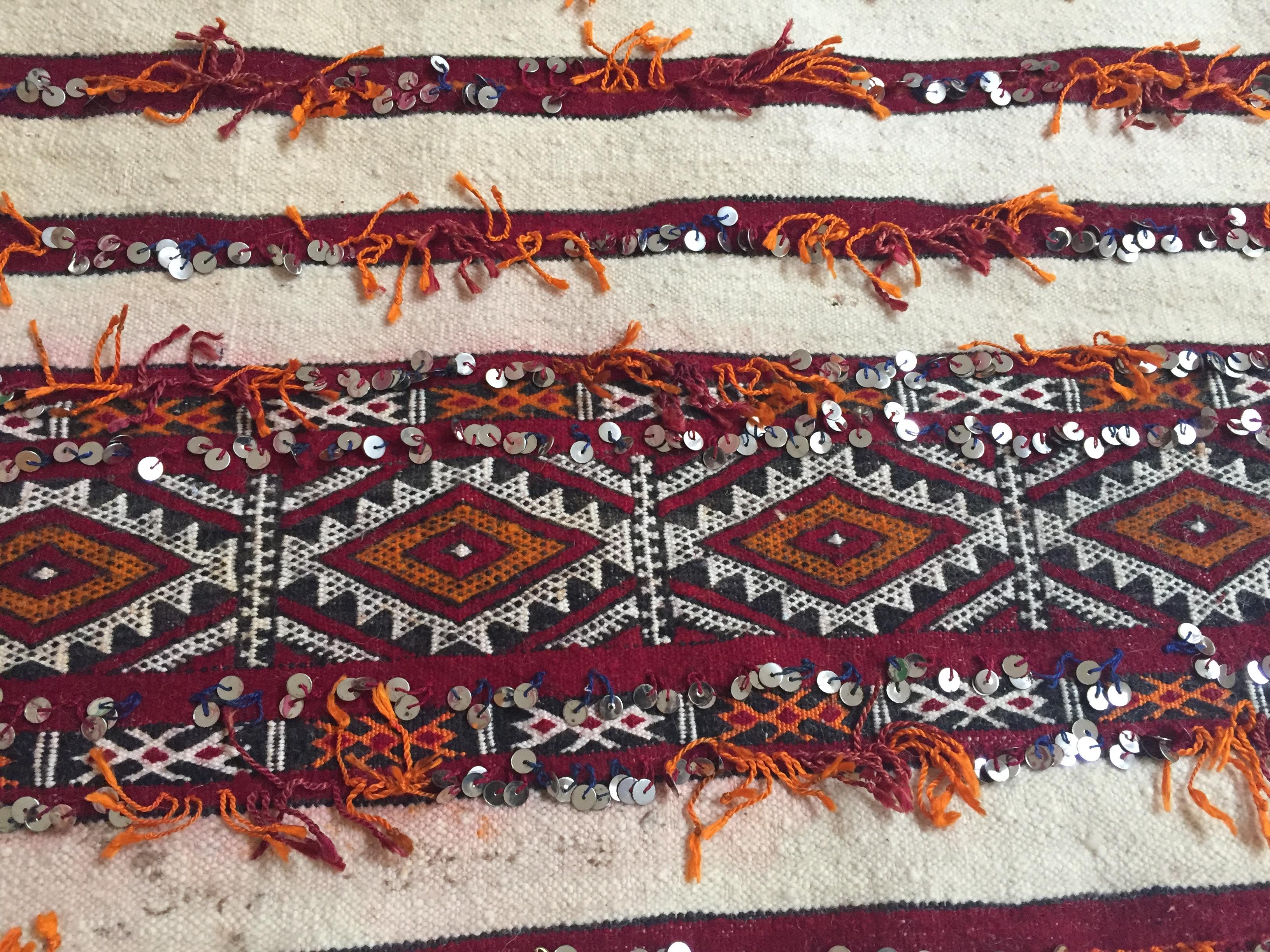 1960s Moroccan Tribal Wedding Rug with Sequins North Africa, Handira For Sale 6