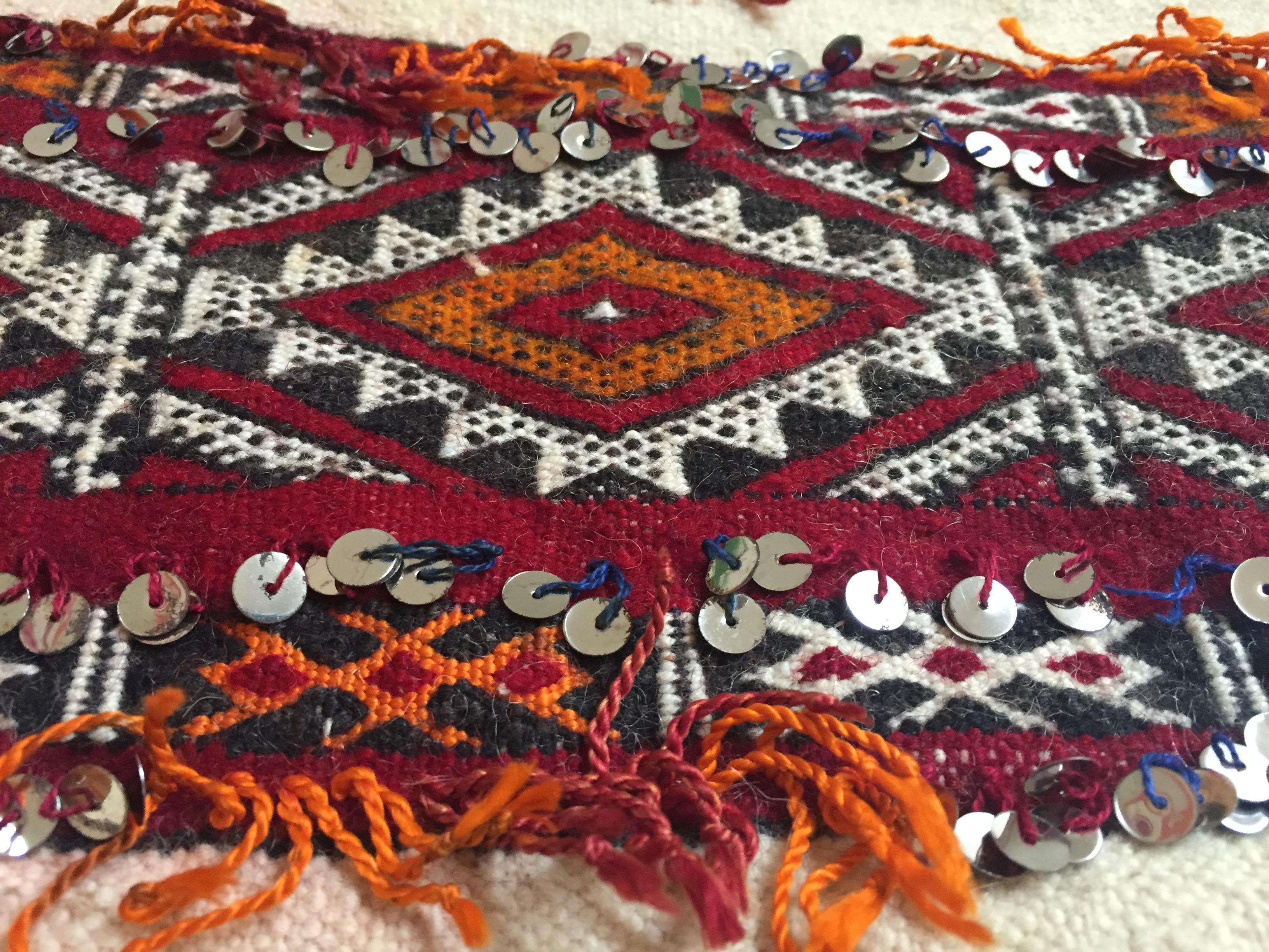 1960s Moroccan Tribal Wedding Rug with Sequins North Africa, Handira For Sale 13