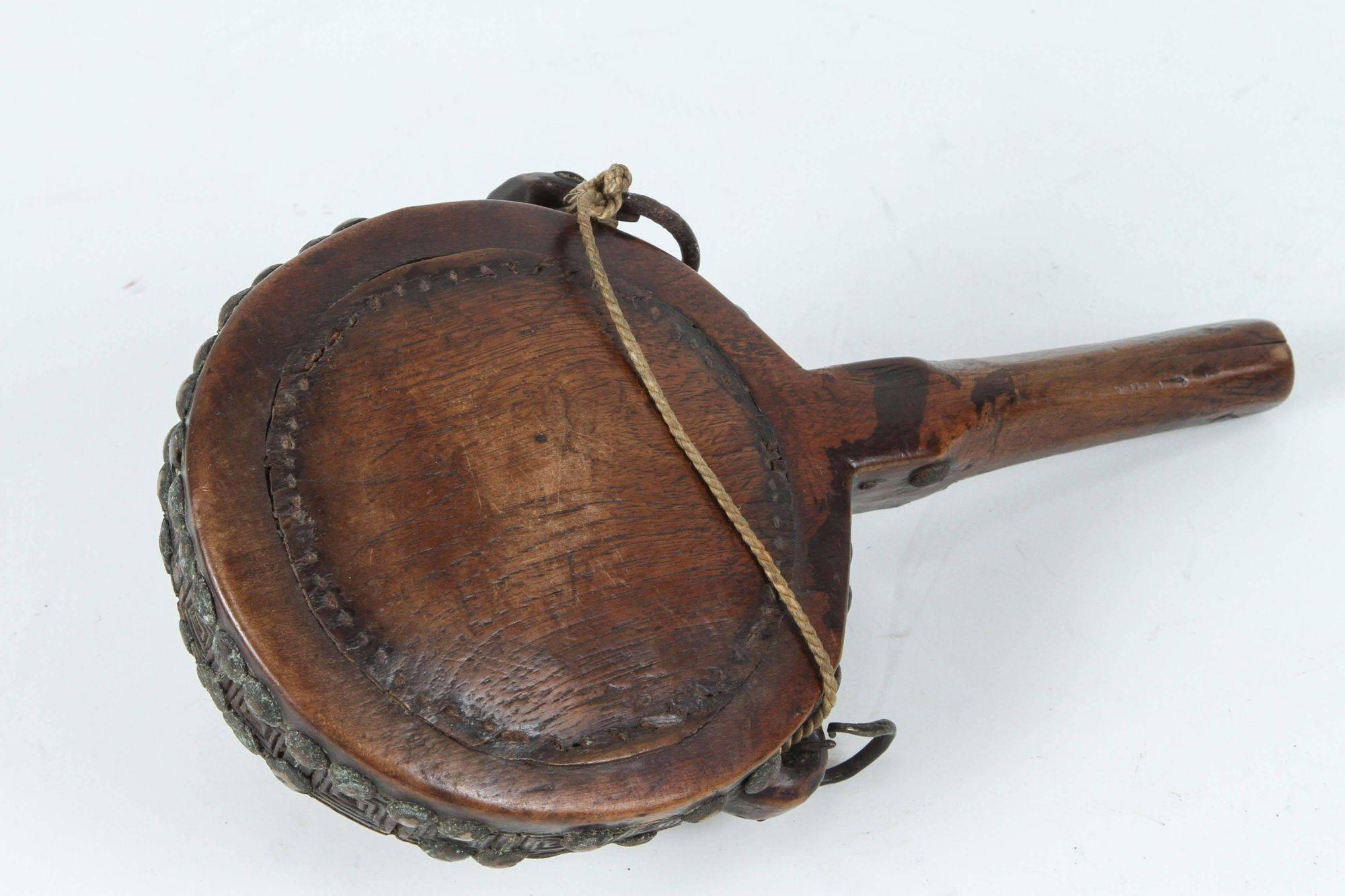 19th Century Moroccan Tribal Wood Flask For Sale