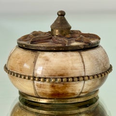 Moroccan Trinket Box in Bone and Hammered Brass, c. 1950's