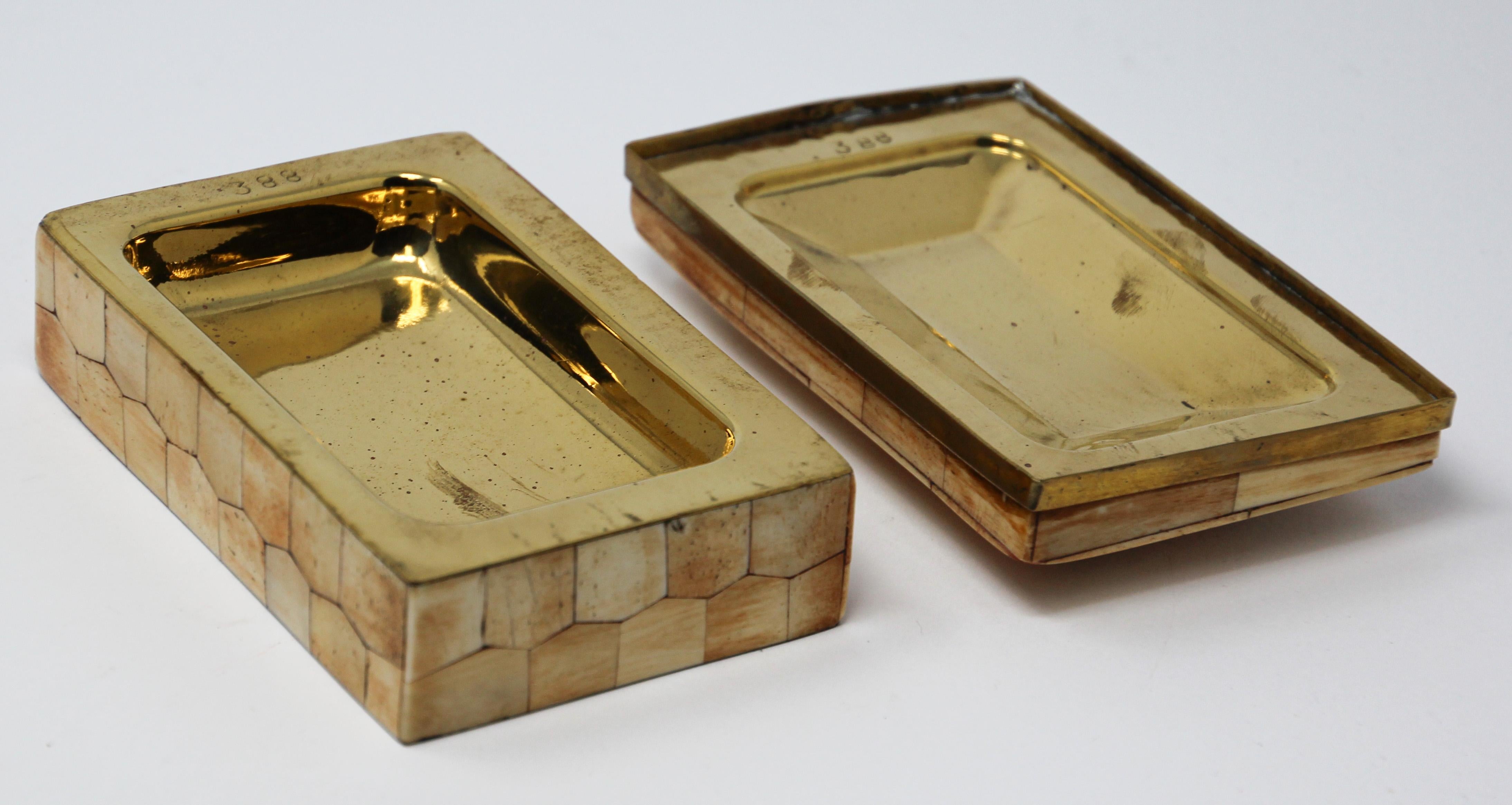 Moroccan Trinket Box Inlaid with Bone and Brass 4