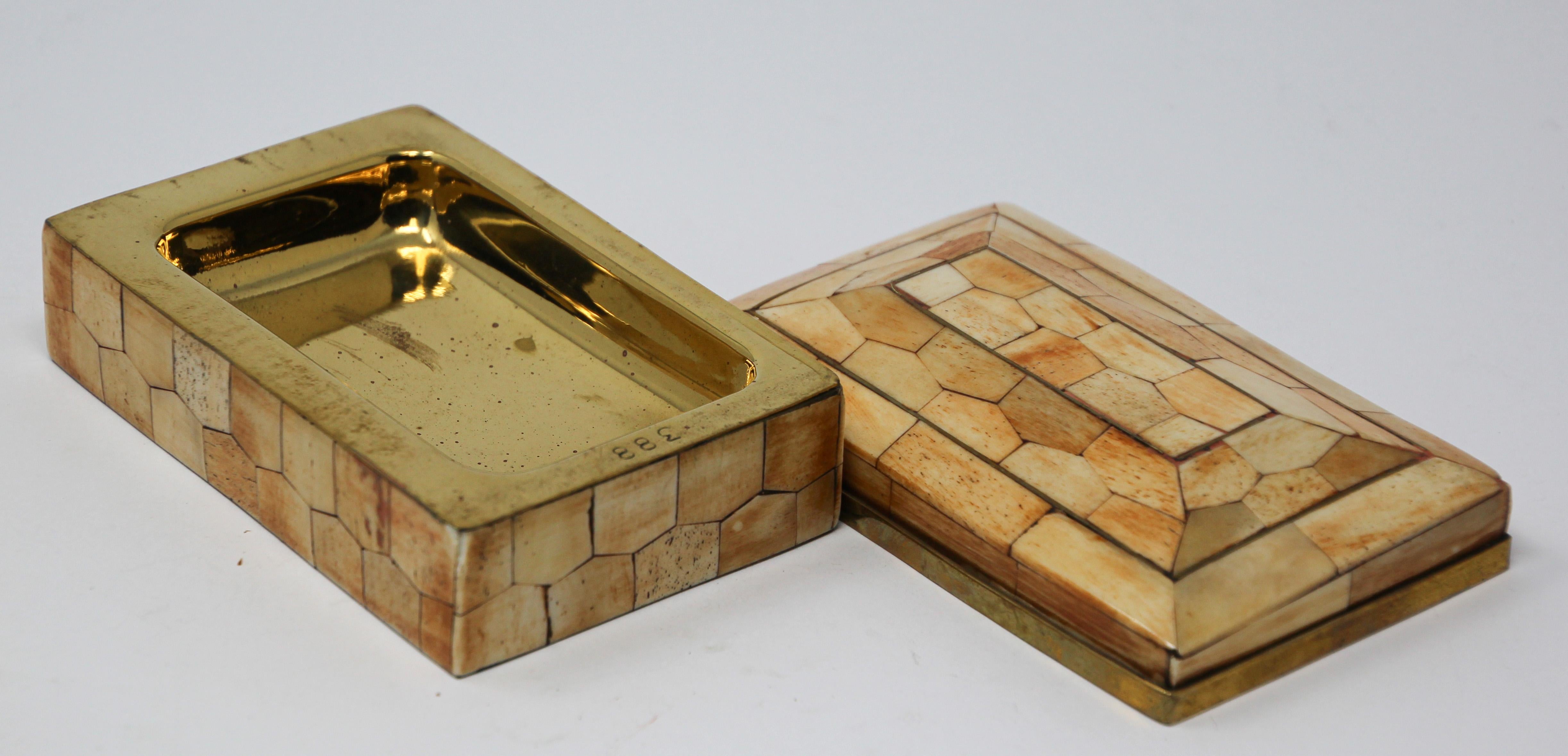 Moroccan Trinket Box Inlaid with Bone and Brass 1