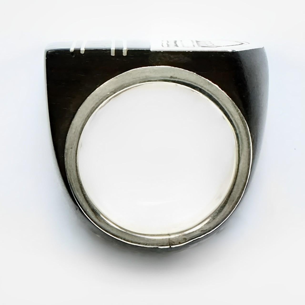 da uomo o donna Anello tribale marocchino Tuareg grande in argento ed ebano in vendita
