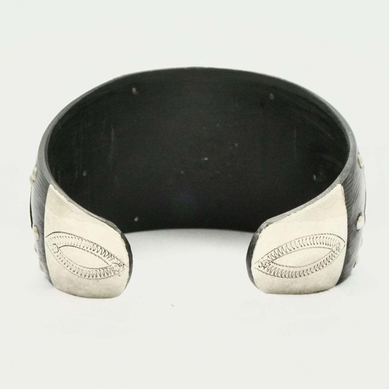 Moroccan Tuareg Wide Silver and Ebony Bracelet 1