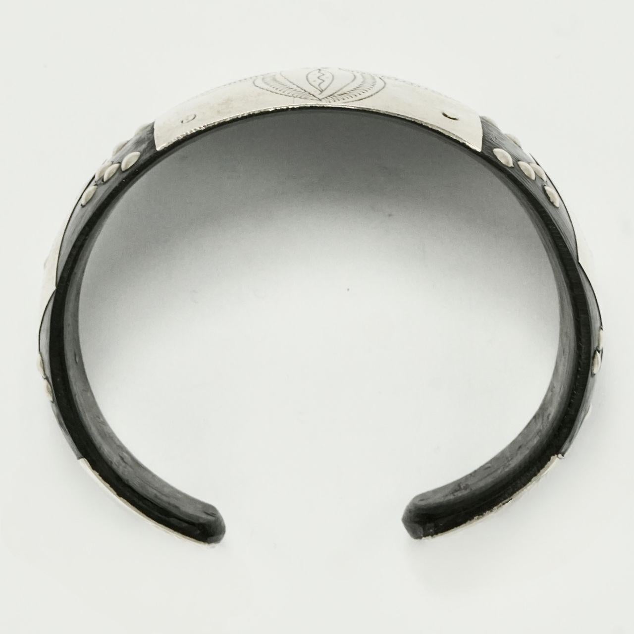 Moroccan Tuareg Wide Silver and Ebony Bracelet 2