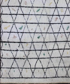 Moroccan Tulu Rug on Ivory Background With Black Diamond by Keivan Woven Arts