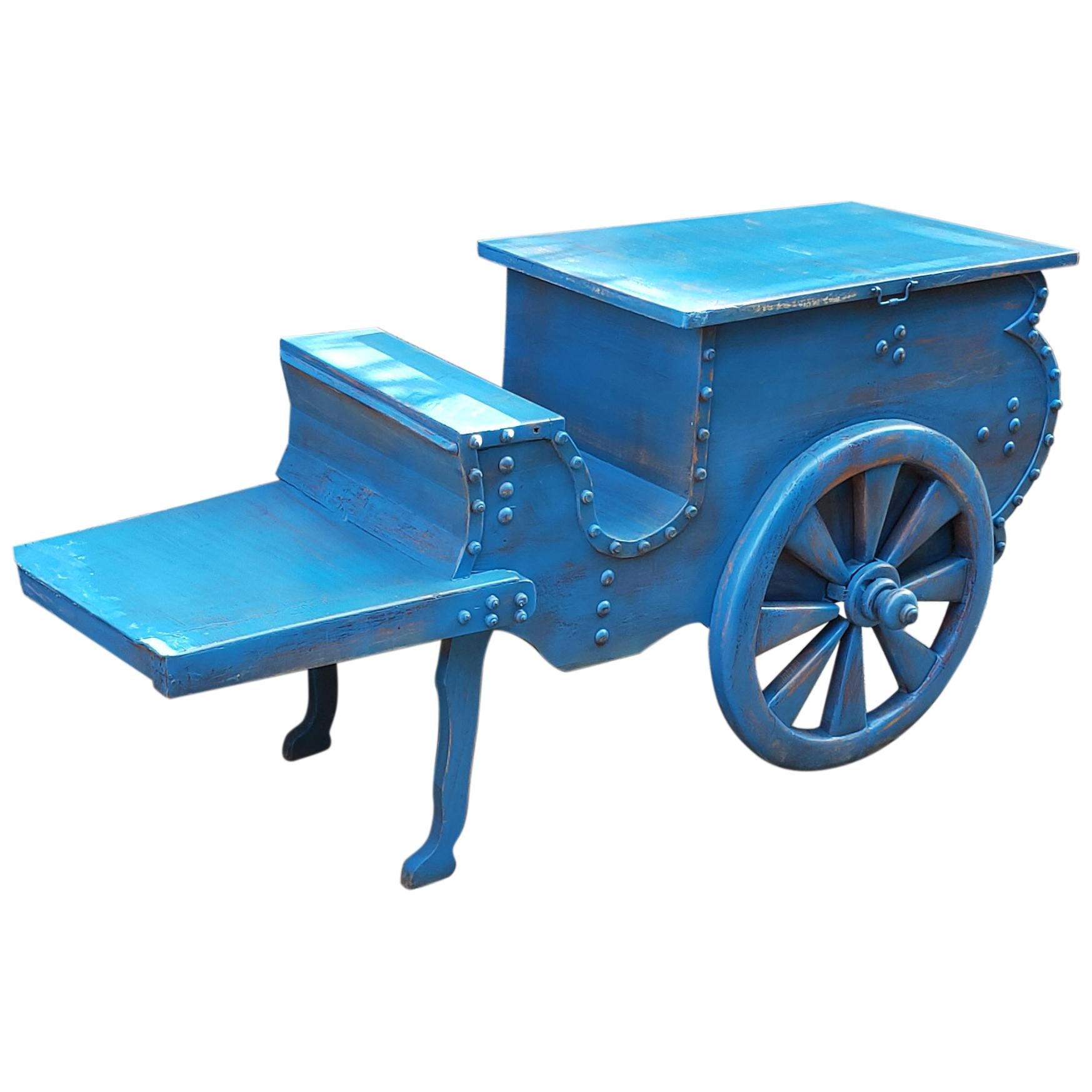 Moroccan Turquoise Decorative Bar Cart, 23MO53 For Sale