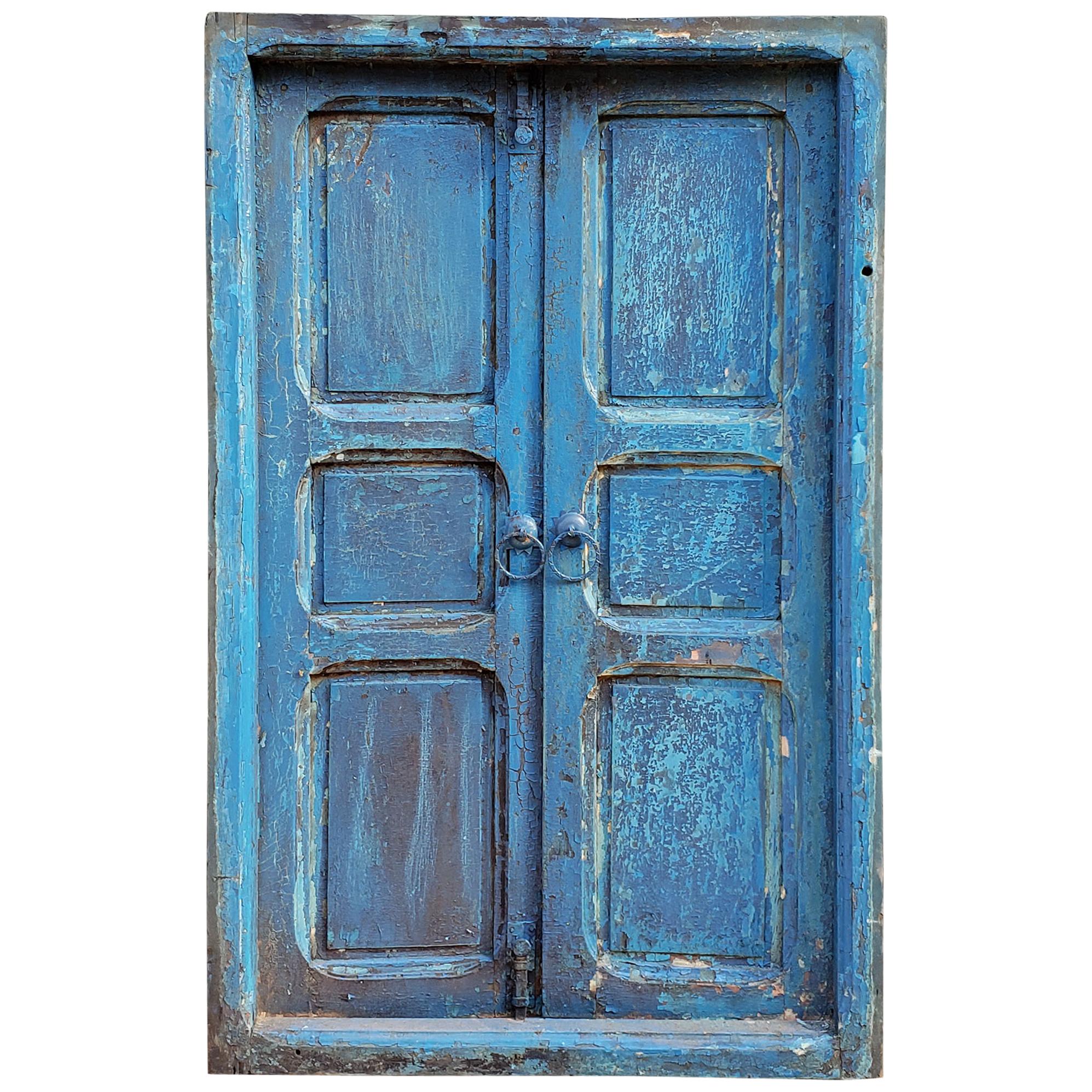 Moroccan Turquoise Old Window Frame, 23MO56 For Sale