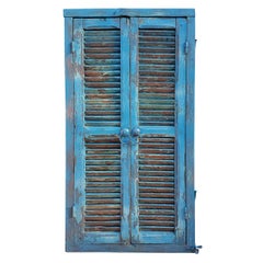 Used Moroccan Turquoise Old Window Frame, 23MO57