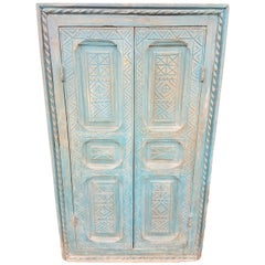 Retro Moroccan Turquoise Old Window Frame, Glass Back